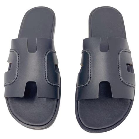 hermes men's black sandals